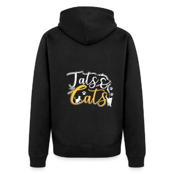 Tats & Katzen - Unisex Premium Bio Zip Hoodie - Schwarz - Hinten - Nico (187cm)