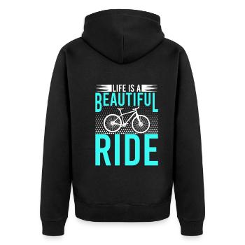 La vie est une belle balade - Veste à capuche bio Premium Unisexe - noir - Dos - Nico (187cm)