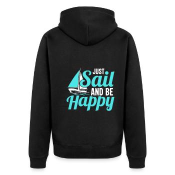 Einfach Segeln Und Glücklich Sein - Unisex Premium Bio Zip Hoodie - Schwarz - Hinten - Nico (187cm)