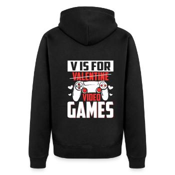 V est pour les jeux vidéo - Valentine - Veste à capuche bio Premium Unisexe - noir - Dos - Nico (187cm)