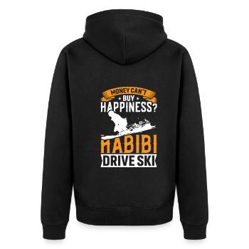 Mit Geld Kann Man Kein Glück Kaufen? Fahre Ski - Unisex Premium Bio Zip Hoodie - Schwarz - Hinten - Nico (187cm)