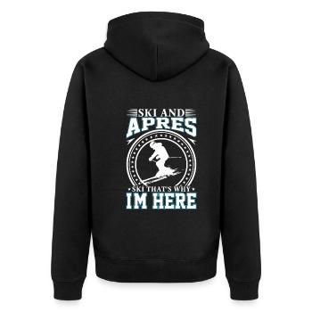 Ski et après-ski, c’est pour ça que je suis ici - Veste à capuche bio Premium Unisexe - noir - Dos - Nico (187cm)