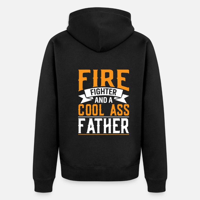 Pompier et papa cool - Veste à capuche bio Premium Unisexe - noir