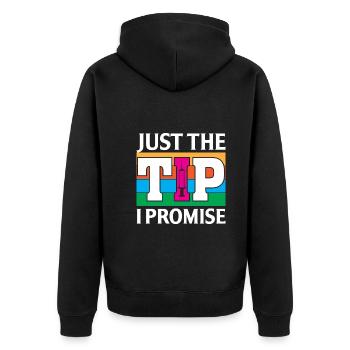 Nur Der Tipp Den Ich Verspreche - Unisex Premium Bio Zip Hoodie - Schwarz - Hinten - Nico (187cm)