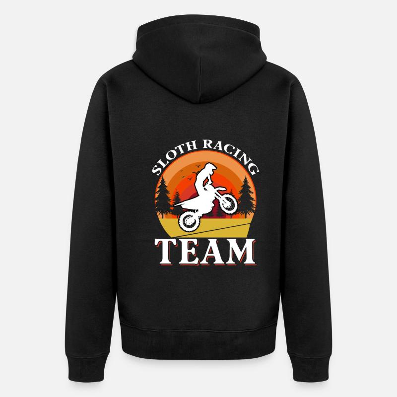 Faultier Rennteam - Unisex Premium Bio Zip Hoodie - Schwarz