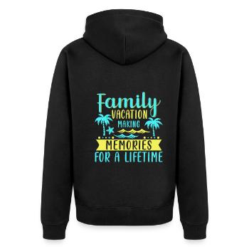 Familienurlaub - Erinnerungen Für Ein Ganzes Leben - Unisex Premium Bio Zip Hoodie - Schwarz - Hinten - Nico (187cm)