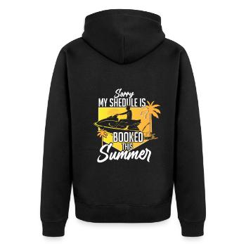 Tut Mir Leid Mein Terminplan Ist Diesen Sommer Aus - Unisex Premium Bio Zip Hoodie - Schwarz - Hinten - Nico (187cm)