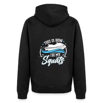So Mache Ich Meine Kniebeugen - Unisex Premium Bio Zip Hoodie - Schwarz - Hinten - Nico (187cm)