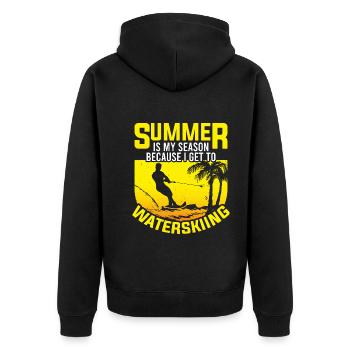 Summer is my season: water skiing - Unisex Premium Organic Zip Hoodie - black - Back - Nico (187cm)