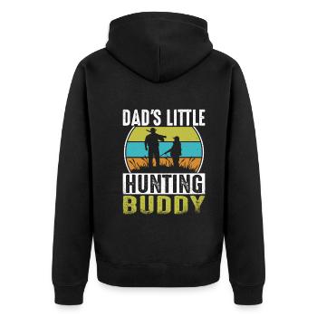 Papas Kleiner Jagdkumpel - Unisex Premium Bio Zip Hoodie - Schwarz - Hinten - Nico (187cm)