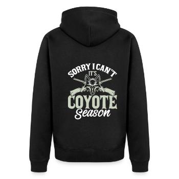 Tut Mir Leid Ich Kann Nicht Es Ist Kojotenzeit - Unisex Premium Bio Zip Hoodie - Schwarz - Hinten - Nico (187cm)