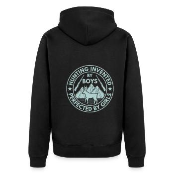 Jagd Von Jungen Wird Von Mädchen Perfektioniert - Unisex Premium Bio Zip Hoodie - Schwarz - Hinten - Nico (187cm)