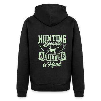 Jagen Weil Erwachsenwerden Schwer Ist - Unisex Premium Bio Zip Hoodie - Schwarz - Hinten - Nico (187cm)