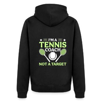 Je suis un entraîneur de tennis et non une cible - Veste à capuche bio Premium Unisexe - noir - Dos - Nico (187cm)