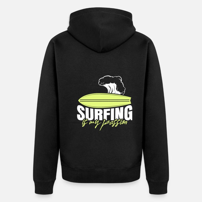 Le surf est ma passion - Veste à capuche bio Premium Unisexe - noir