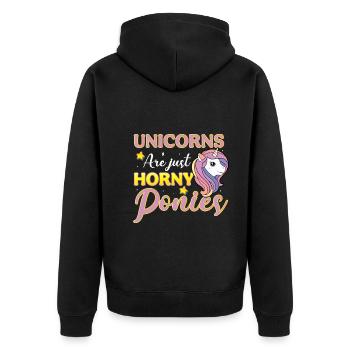 Einhörner Sind Nur Geile Ponys - Unisex Premium Bio Zip Hoodie - Schwarz - Hinten - Nico (187cm)
