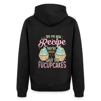 Try my new recipe it's called - Unisex Premium Organic Zip Hoodie - black - Back - Nico (187cm)