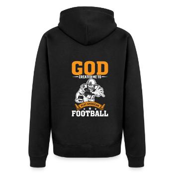Gott Schuf Mich Um American Football Zu Spielen - Unisex Premium Bio Zip Hoodie - Schwarz - Hinten - Nico (187cm)