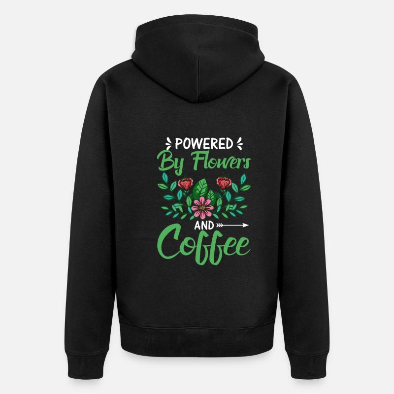 Powered by Blumen Und Kaffee - Unisex Premium Bio Zip Hoodie - Schwarz