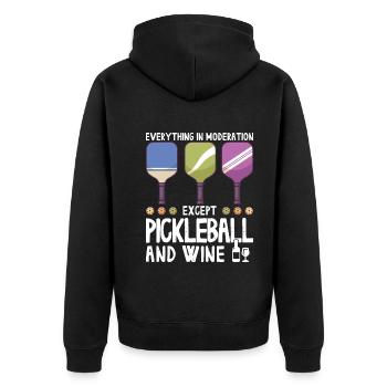Pickleball und Wein für Pickle Ball, Was That out - Unisex Premium Bio Zip Hoodie - Schwarz - Hinten - Nico (187cm)
