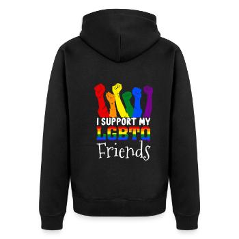 Je soutiens mes amis LGBTQ+ - Veste à capuche bio Premium Unisexe - noir - Dos - Nico (187cm)