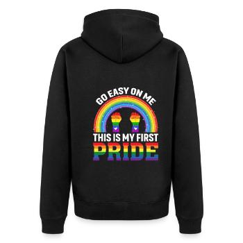 Don't be so me, that's my pride - Unisex Premium Organic Zip Hoodie - black - Back - Nico (187cm)