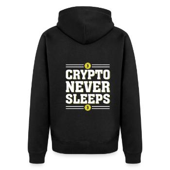 La crypto ne dort jamais - Veste à capuche bio Premium Unisexe - noir - Dos - Nico (187cm)
