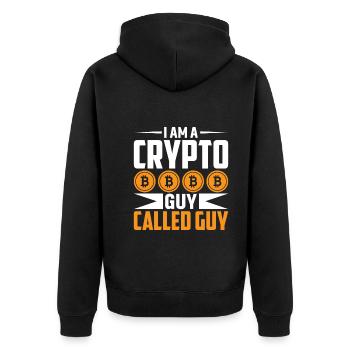 Ich bin ein Krypto-Typ Namens Guy - Unisex Premium Bio Zip Hoodie - Schwarz - Hinten - Nico (187cm)