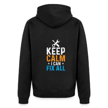 Stay calm, I can fix everything - Unisex Premium Organic Zip Hoodie - black - Back - Nico (187cm)