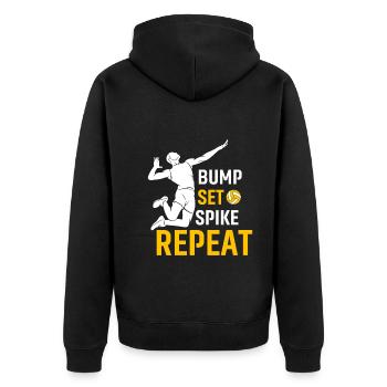 Bump Set Spike Repeat - Unisex Premium Bio Zip Hoodie - Schwarz - Hinten - Nico (187cm)