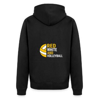 Rot Weiß Und Volleyball - Unisex Premium Bio Zip Hoodie - Schwarz - Hinten - Nico (187cm)