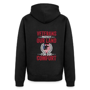 Veteranen Schützen Unser Land Für Unseren Komfort - Unisex Premium Bio Zip Hoodie - Schwarz - Hinten - Nico (187cm)