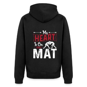 My heart is on this mat - Unisex Premium Organic Zip Hoodie - black - Back - Nico (187cm)