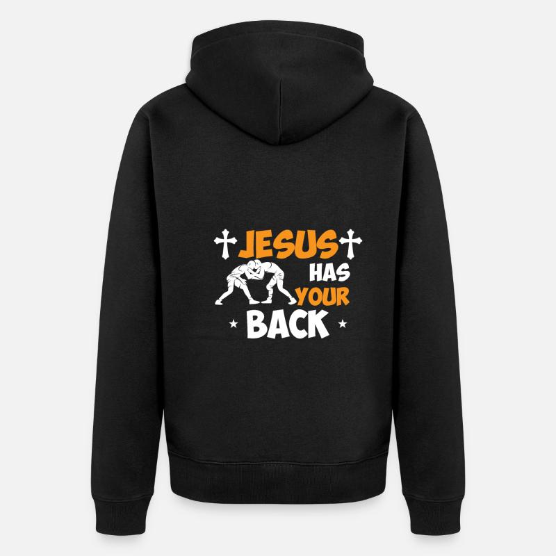 Jésus les soutient - Veste à capuche bio Premium Unisexe - noir