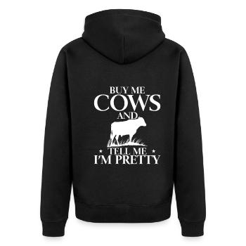 Buy me cows and tell me I'm pretty - Unisex Premium Organic Zip Hoodie - black - Back - Nico (187cm)