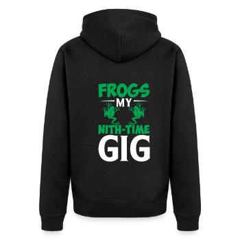 Frösche My Nith-Time Gig - Unisex Premium Bio Zip Hoodie - Schwarz - Hinten - Nico (187cm)