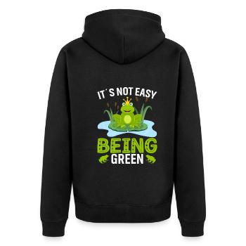 Es Ist Nicht Leicht Grün Zu Sein - Unisex Premium Bio Zip Hoodie - Schwarz - Hinten - Nico (187cm)
