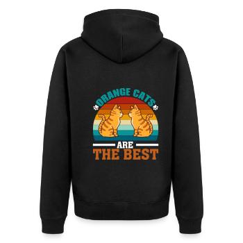 Orangefarbene Katzen Sind Die Besten - Unisex Premium Bio Zip Hoodie - Schwarz - Hinten - Nico (187cm)