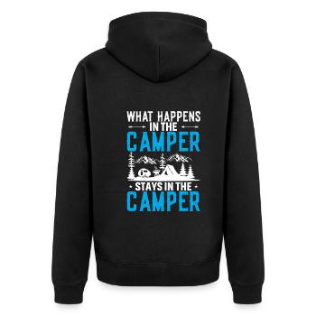 Ce qui se passe dans le camping-car reste dans le camping-car - Veste à capuche bio Premium Unisexe - noir - Dos - Nico (187cm)