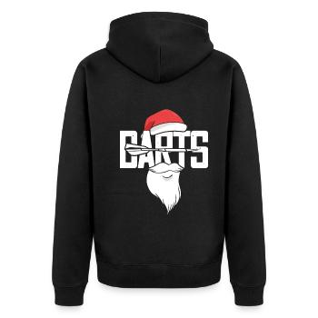 Dart Enthusiast Darts Board Meister Dart Spieler - Unisex Premium Bio Zip Hoodie - Schwarz - Hinten - Nico (187cm)
