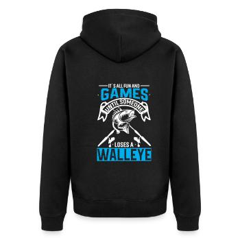 It's all fun and games until someone has a kid - Unisex Premium Organic Zip Hoodie - black - Back - Nico (187cm)