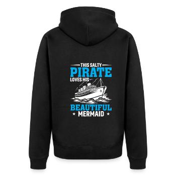 Ce pirate salé aime sa belle sirène - Veste à capuche bio Premium Unisexe - noir - Dos - Nico (187cm)