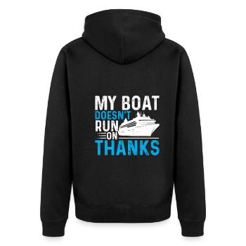Mein Boot Läuft Nicht Mit Dank - Unisex Premium Bio Zip Hoodie - Schwarz - Hinten - Nico (187cm)
