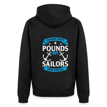 Laufen Lässt Pfunde Purzeln, Aber Segler Lassen Hö - Unisex Premium Bio Zip Hoodie - Schwarz - Hinten - Nico (187cm)