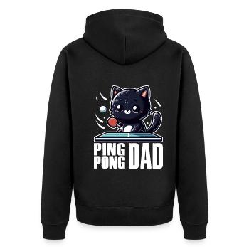 Table Tennis Katze Pingpong Black Cat Dad Outfit - Veste à capuche bio Premium Unisexe - noir - Dos - Nico (187cm)