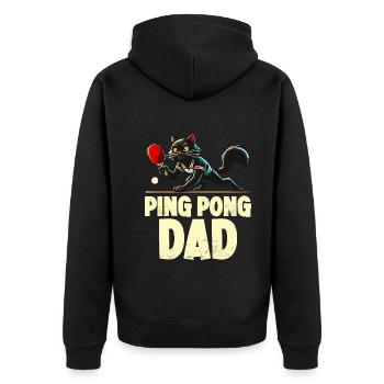 Table Tennis Katze Pingpong Black Cat Dad Outfit - Veste à capuche bio Premium Unisexe - noir - Dos - Nico (187cm)