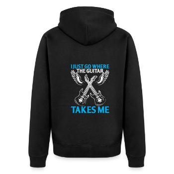 Ich Gehe Einfach Dorthin, Wo Die Gitarre Mich - Unisex Premium Bio Zip Hoodie - Schwarz - Hinten - Nico (187cm)