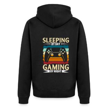 Sleeping During The Day Playing At Night - Unisex Premium Organic Zip Hoodie - black - Back - Nico (187cm)
