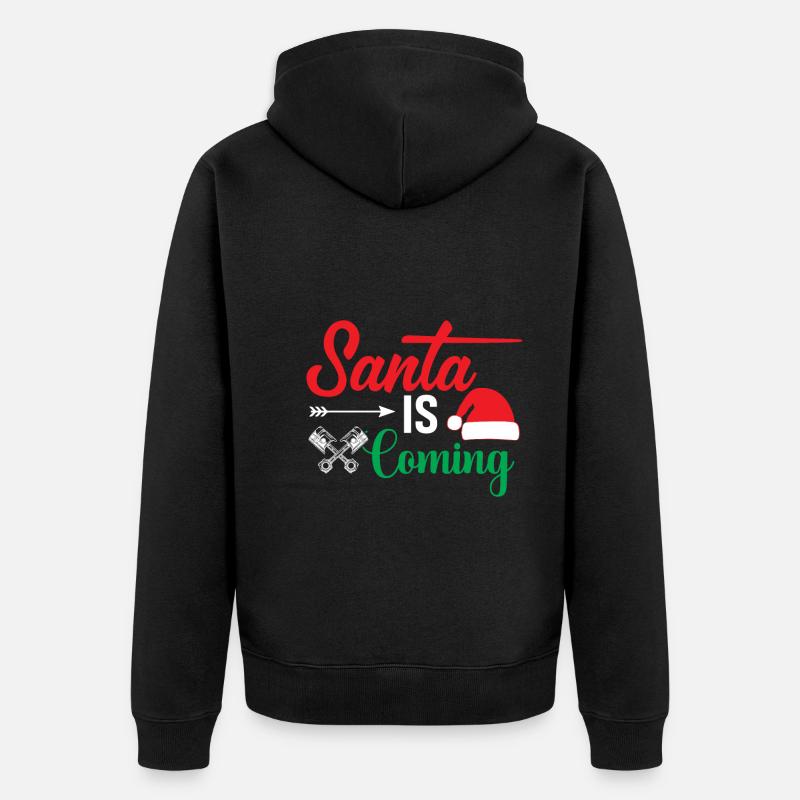 Der Weihnachtsmann Kommt - Unisex Premium Bio Zip Hoodie - Schwarz