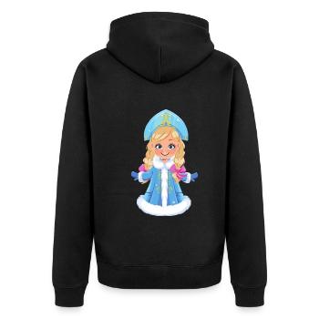 Ded Moroz Snegurotschka russischer Weihnachtsmann - Unisex Premium Bio Zip Hoodie - Schwarz - Hinten - Nico (187cm)